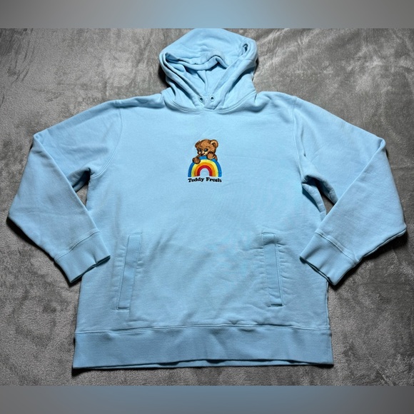 Teddy Fresh Hoodie M Blue Over The Rainbow Embroidered Logo Adults Unisex